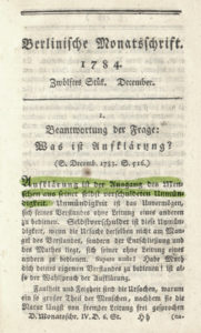 Beantwortung der Frage: Was ist Aufklärung? (Abbildung aus: Deutsches Textarchiv)